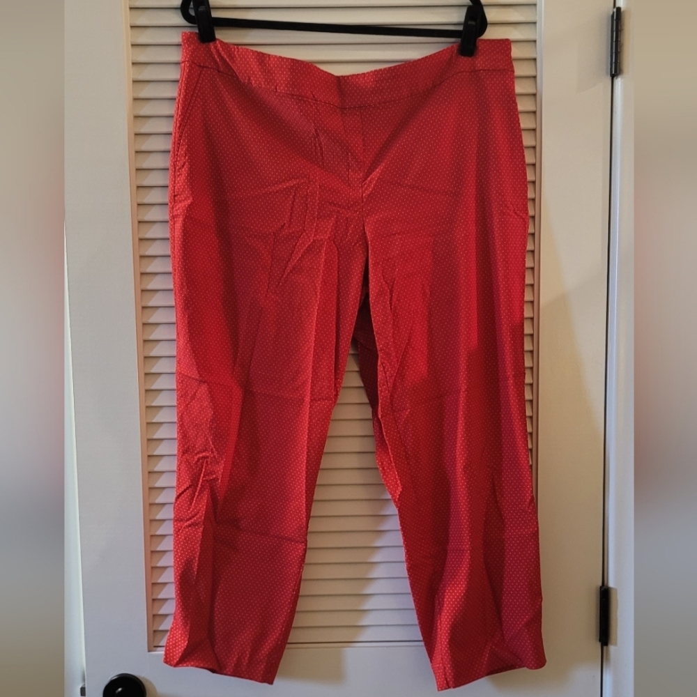 Jasmine & Juliana- (Plus-Size) Red & White Polka-Dot Lightweight Pants
